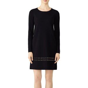 Tory Burch Size S Navy Wool Blend Harley Shift Sweater Dress With Gold Grommet